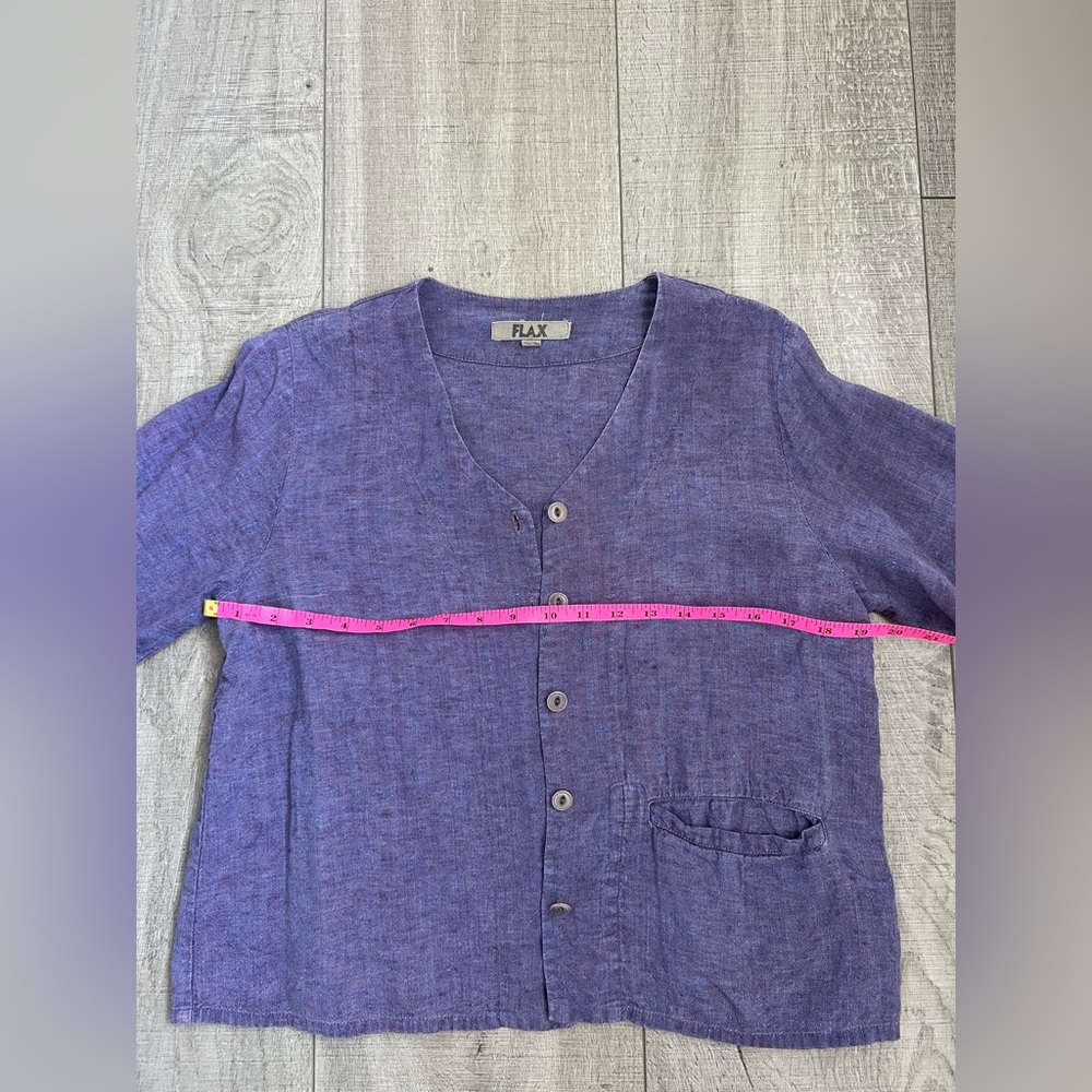 Flax Lavender Linen Button-Up Blouse Women’s Size Small - Picture 4 of 8